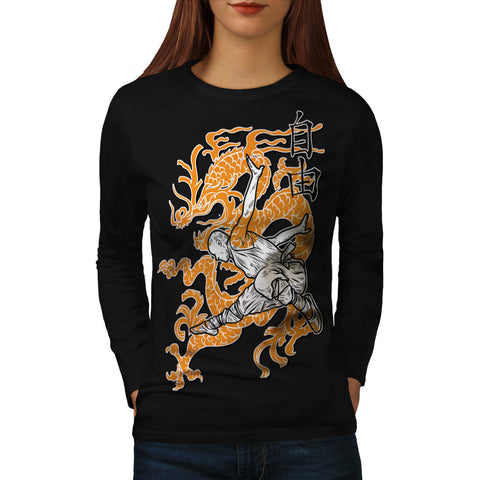 Ninja Dragon Battle Womens Long Sleeve T-Shirt