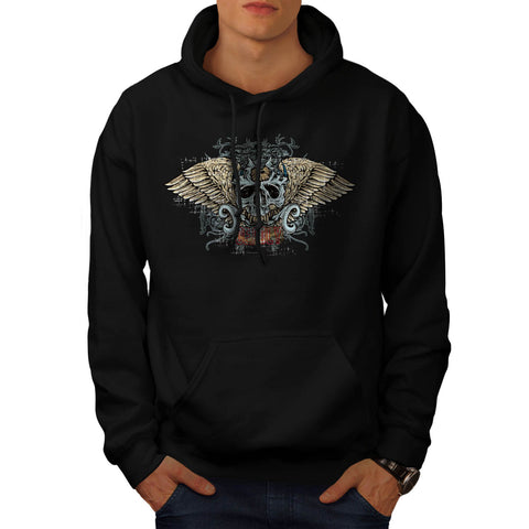 Deadly Skull Wings Mens Hoodie