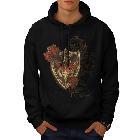 Lover Shield Roses Mens Hoodie