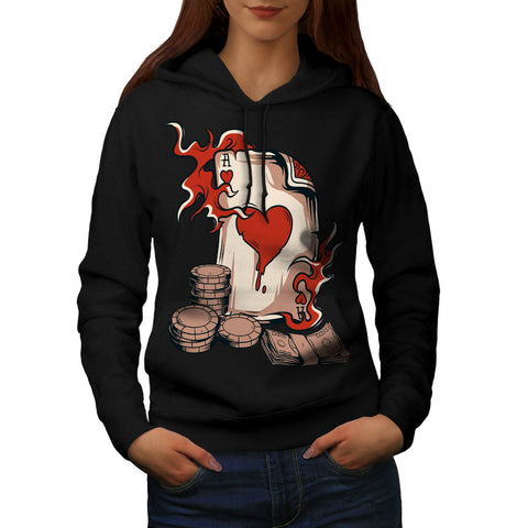 Ace Of Hearts Card Womens Hoodie