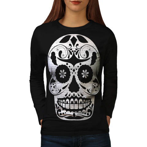 Amazing Aztec Skull Womens Long Sleeve T-Shirt
