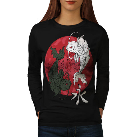 Japan Sun Rise Fish Womens Long Sleeve T-Shirt