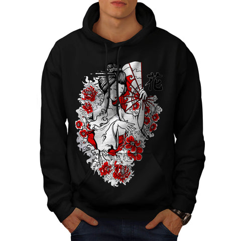 Geisha Flower Power Mens Hoodie