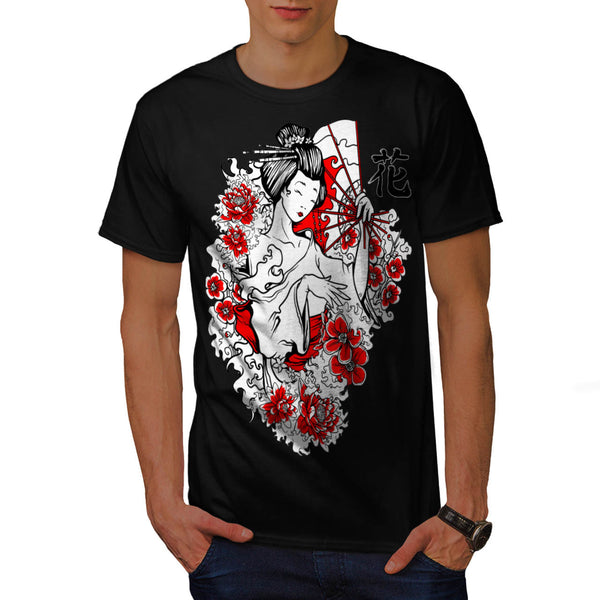 Geisha Flower Power Mens T-Shirt