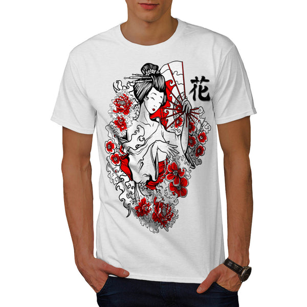 Geisha Flower Power Mens T-Shirt