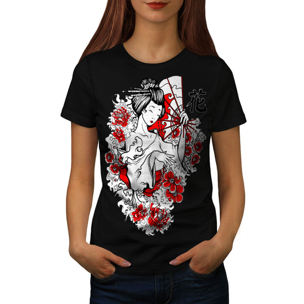 Geisha Flower Power Womens T-Shirt