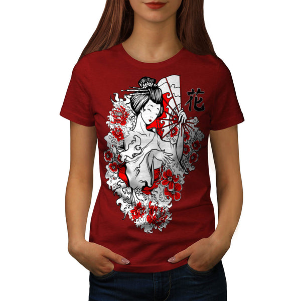Geisha Flower Power Womens T-Shirt