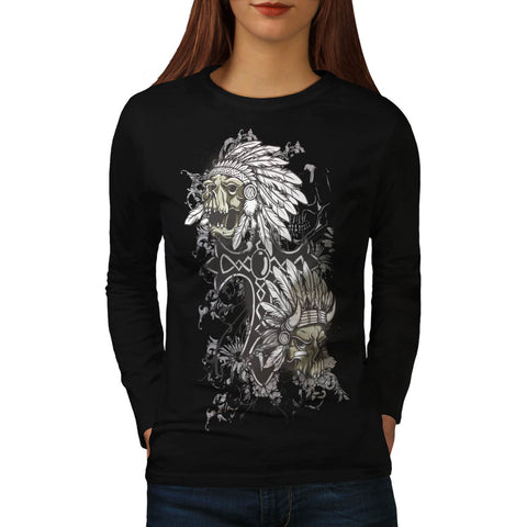 Indian Curse Skull Womens Long Sleeve T-Shirt