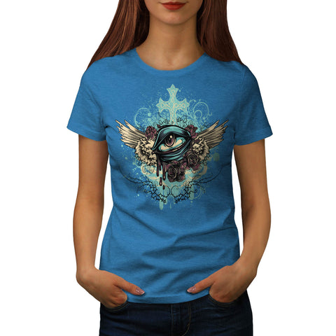 Eye Ball Angel Wings Womens T-Shirt
