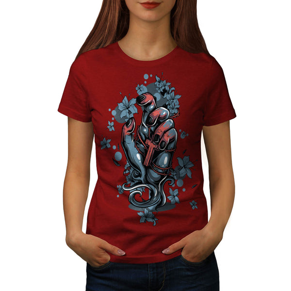 Gothic Hand Cross Womens T-Shirt