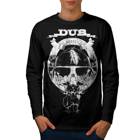 DJ Music Addict Skull Mens Long Sleeve T-Shirt