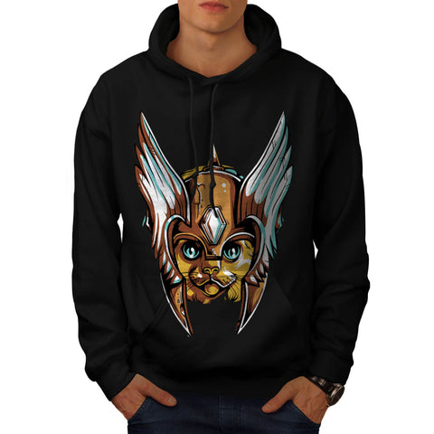 Cat Helmet Warrior Mens Hoodie