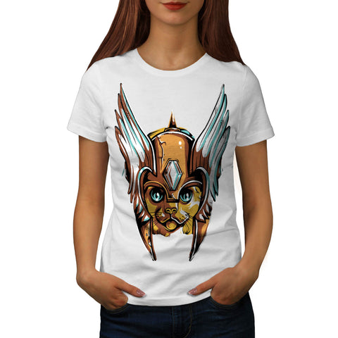 Cat Helmet Warrior Womens T-Shirt