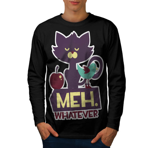 Meh Whatever Cat Mens Long Sleeve T-Shirt