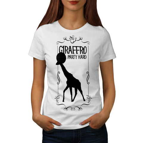 Giraffe Afro Party Womens T-Shirt