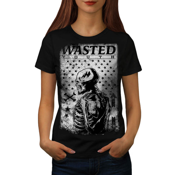 Wasted Youth Skull Womens T-Shirt