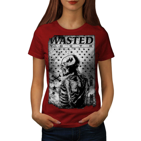 Wasted Youth Skull Womens T-Shirt