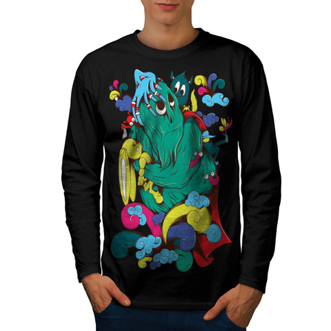 Crazy Monster Party Mens Long Sleeve T-Shirt