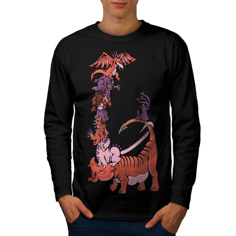 Dinosaur Dragon Fun Mens Long Sleeve T-Shirt