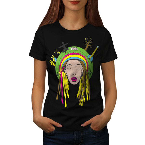 Rasta Peace Girl Hat Womens T-Shirt