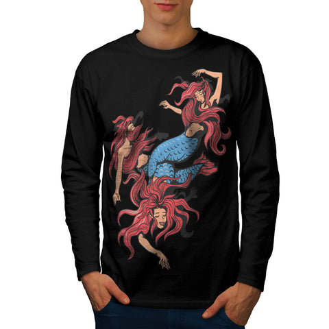 Crazy Mermaid Trio Mens Long Sleeve T-Shirt