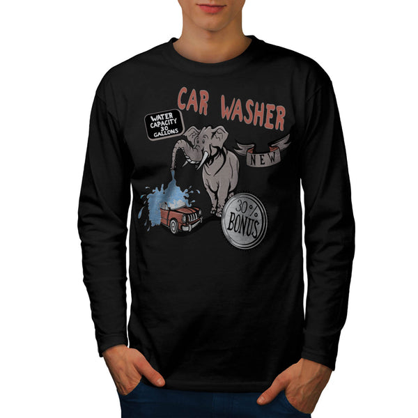 Elephant Car Washer Mens Long Sleeve T-Shirt