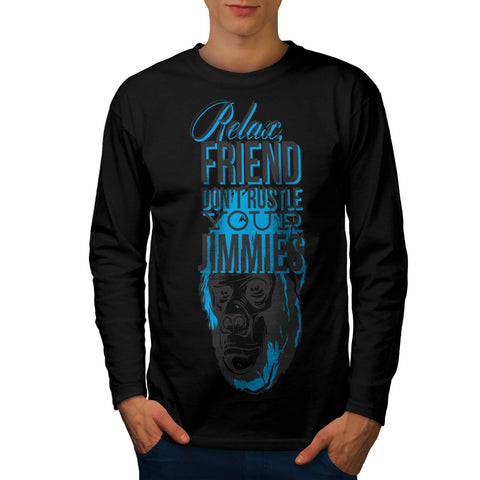 Relax Friend Monkey Mens Long Sleeve T-Shirt