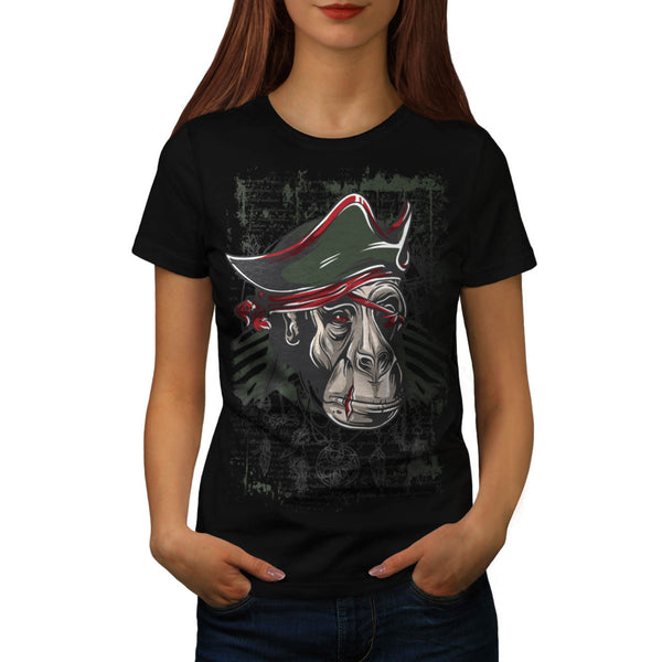 Monkey Pirate Fight Womens T-Shirt
