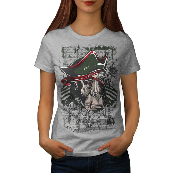 Monkey Pirate Fight Womens T-Shirt