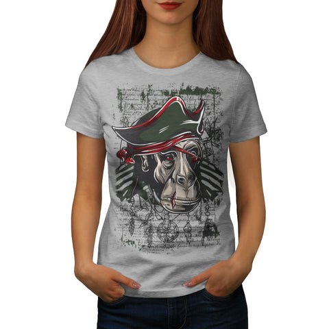 Monkey Pirate Fight Womens T-Shirt