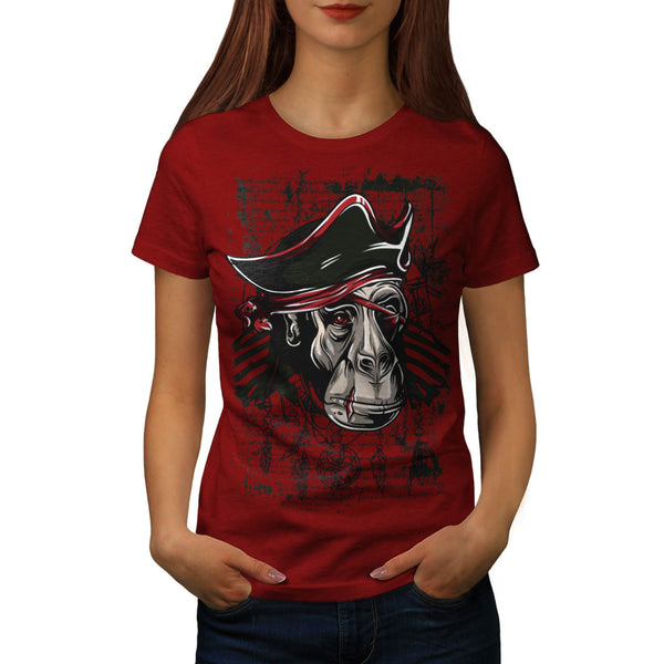 Monkey Pirate Fight Womens T-Shirt
