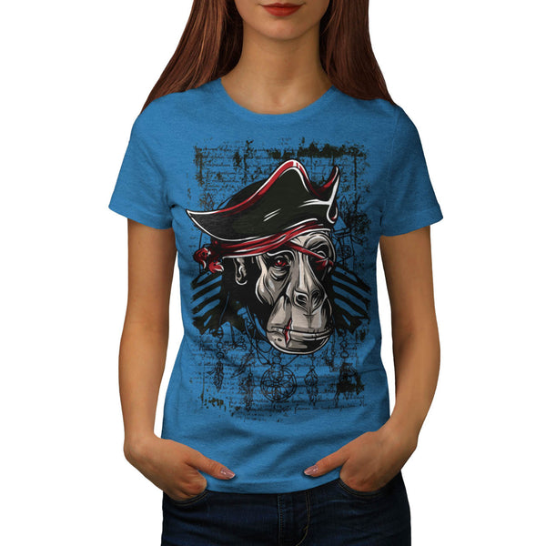 Monkey Pirate Fight Womens T-Shirt