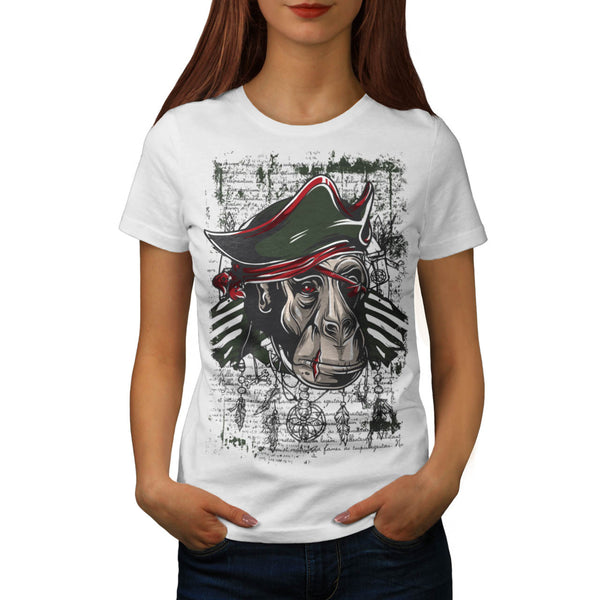 Monkey Pirate Fight Womens T-Shirt
