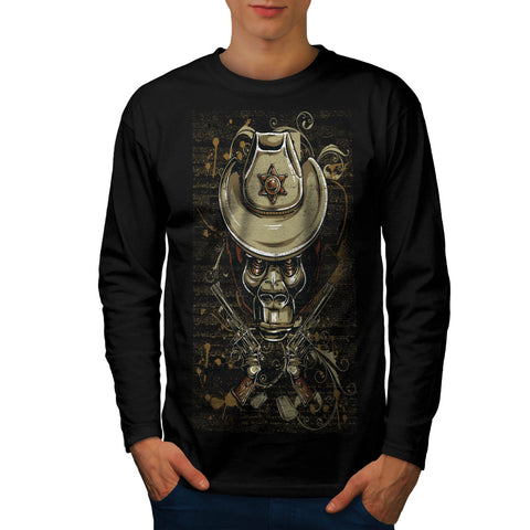 Cowboy Monkey Gun Mens Long Sleeve T-Shirt