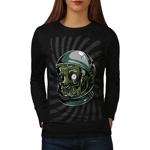 Monster Space Helmet Womens Long Sleeve T-Shirt