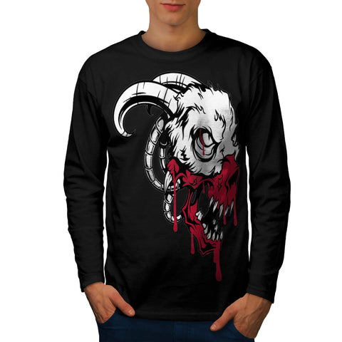 Animal Blood Skull Mens Long Sleeve T-Shirt