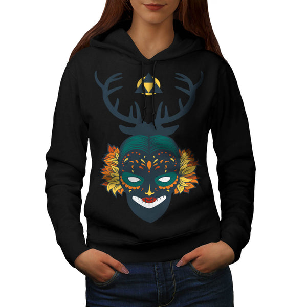 Deer Antler Mask Womens Hoodie