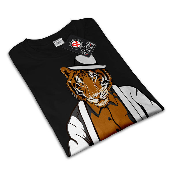 Tiger Gambler Hat Mens T-Shirt