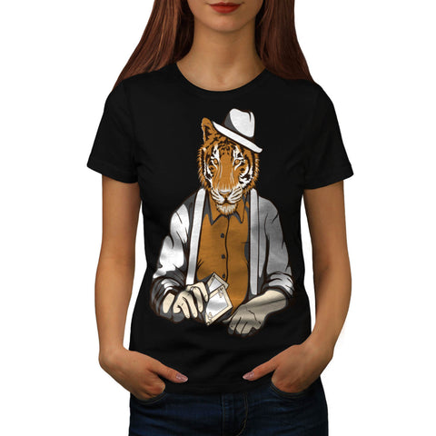 Tiger Gambler Hat Womens T-Shirt
