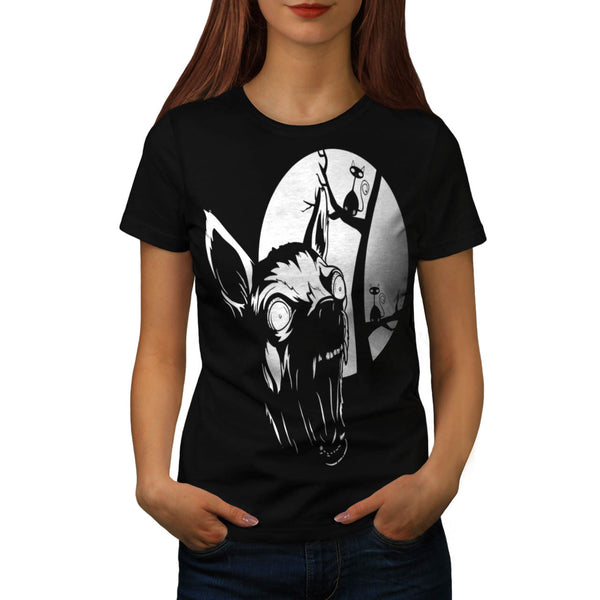 Moon Light Hyena Cry Womens T-Shirt