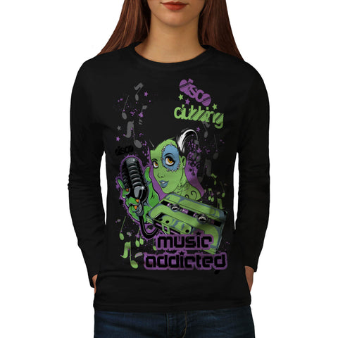Music Addicted Ghost Womens Long Sleeve T-Shirt