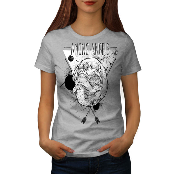 Among Angel Skull Womens T-Shirt