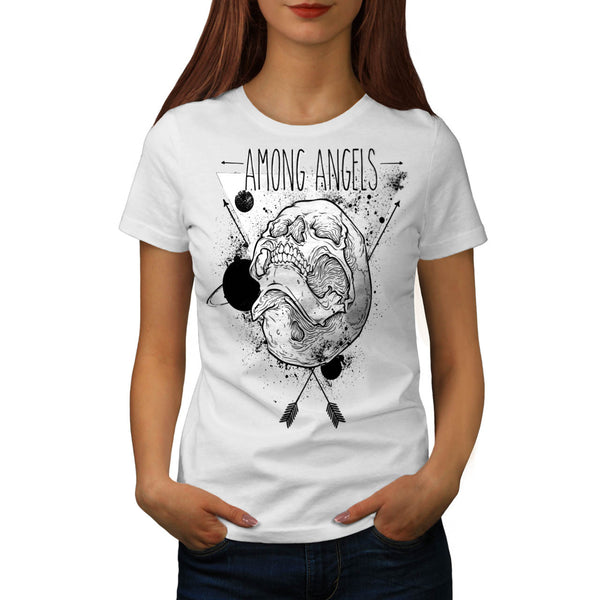 Among Angel Skull Womens T-Shirt