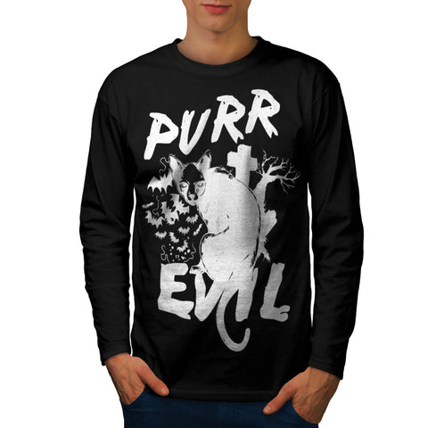 Pure Evil Purr Cat Mens Long Sleeve T-Shirt