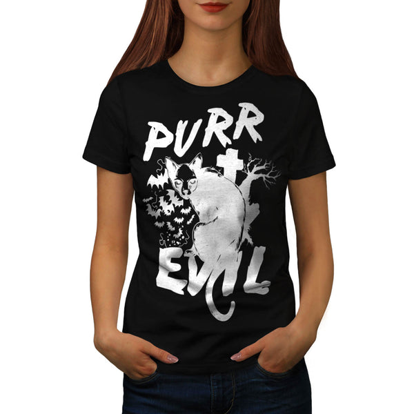 Pure Evil Purr Cat Womens T-Shirt