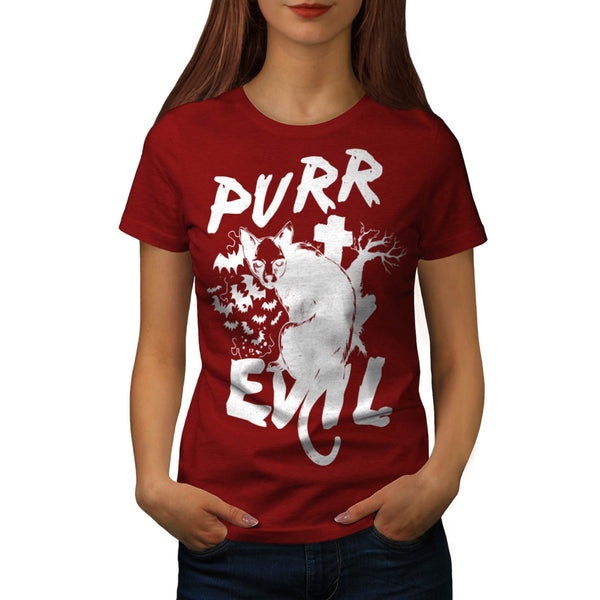 Pure Evil Purr Cat Womens T-Shirt