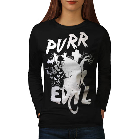 Pure Evil Purr Cat Womens Long Sleeve T-Shirt