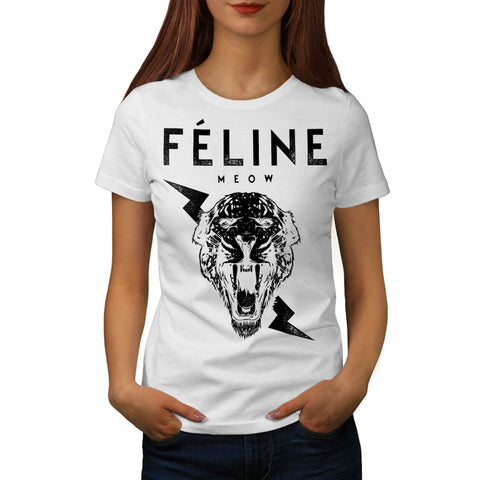Feline Meow Leopard Womens T-Shirt