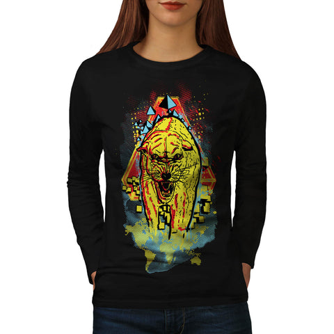 Jungle Cat Leopard Womens Long Sleeve T-Shirt