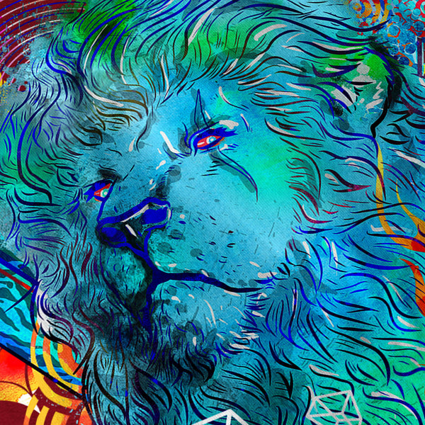 Flaming Jungle Lion Womens T-Shirt